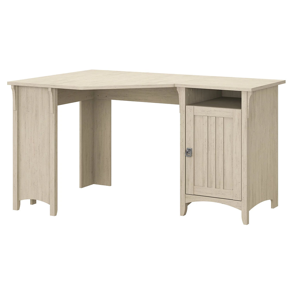 Antique White Corner Computer Desk with Storage M49731