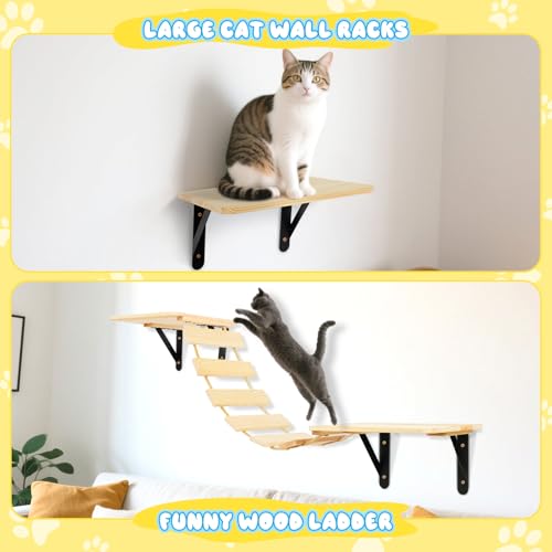 Set of 4 Cat Wall Shelves and Bridge Ladder I529246