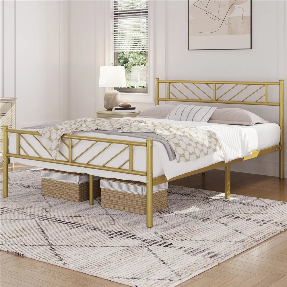 Queen Size Black Metal Platform Bed U813237