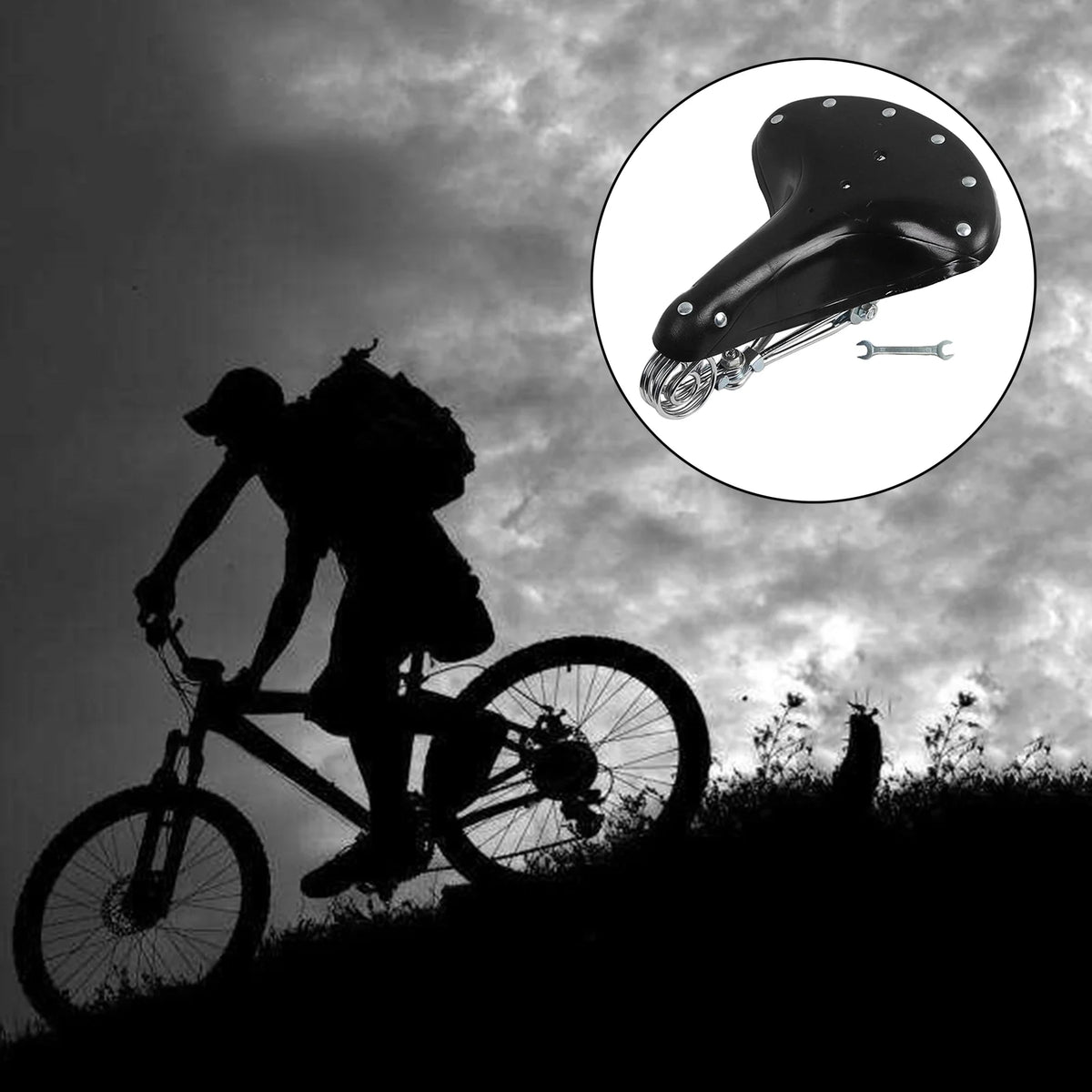 Black Leather Bike Saddle Seat U823