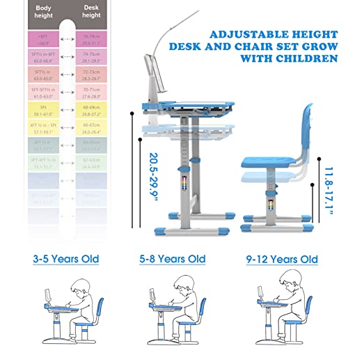 Green Height-Adjustable Kids Desk and Chair Set K699