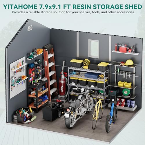 8x6.2FT All-Weather Plastic Outdoor Storage Shed with Lockable Doors T99734