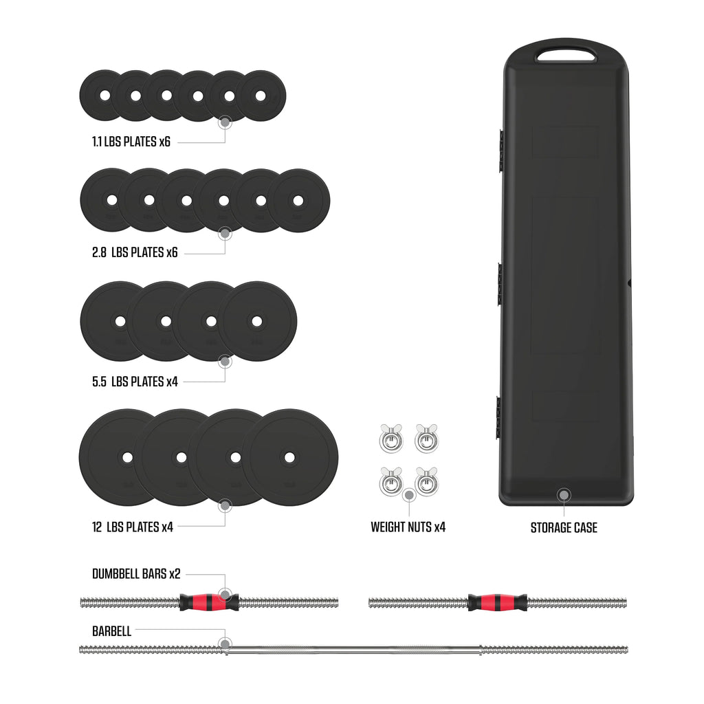 2-in-1 Adjustable Dumbbell and Barbell Set, 100lbs., Black W53258