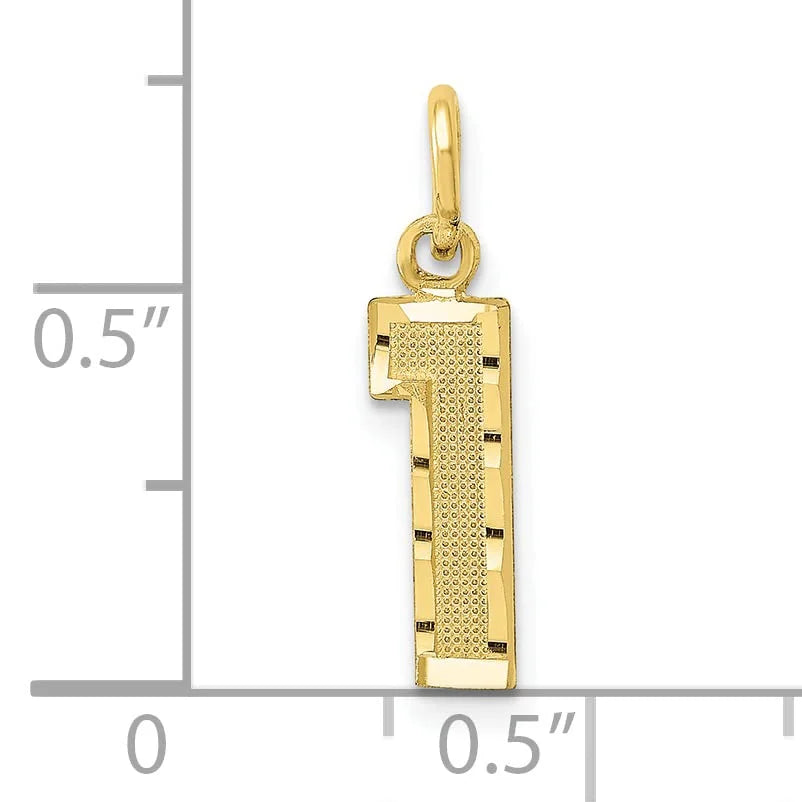 10K Yellow Gold Diamond Cut Number 1 Charm S208