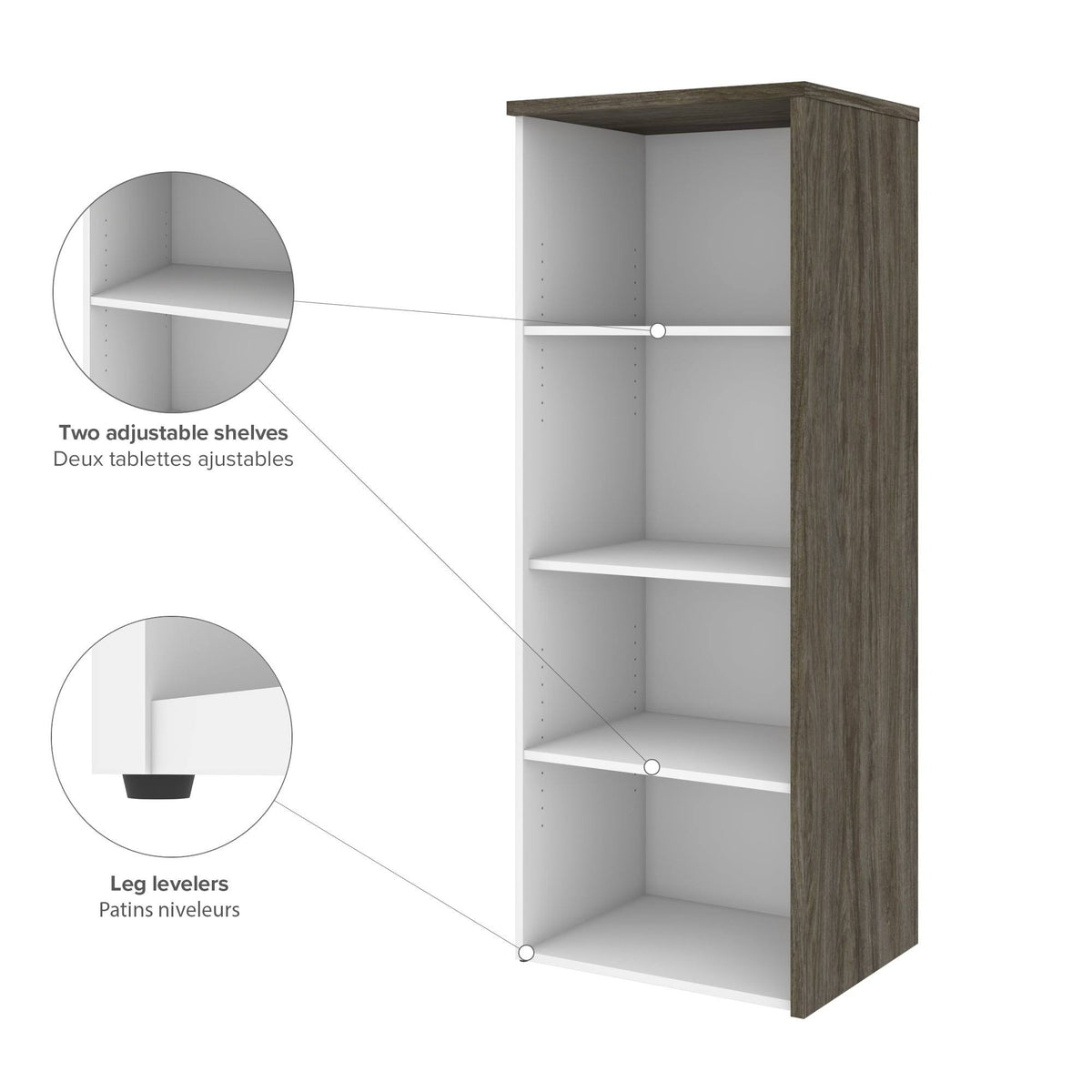 Walnut Grey White Bookcase E850493