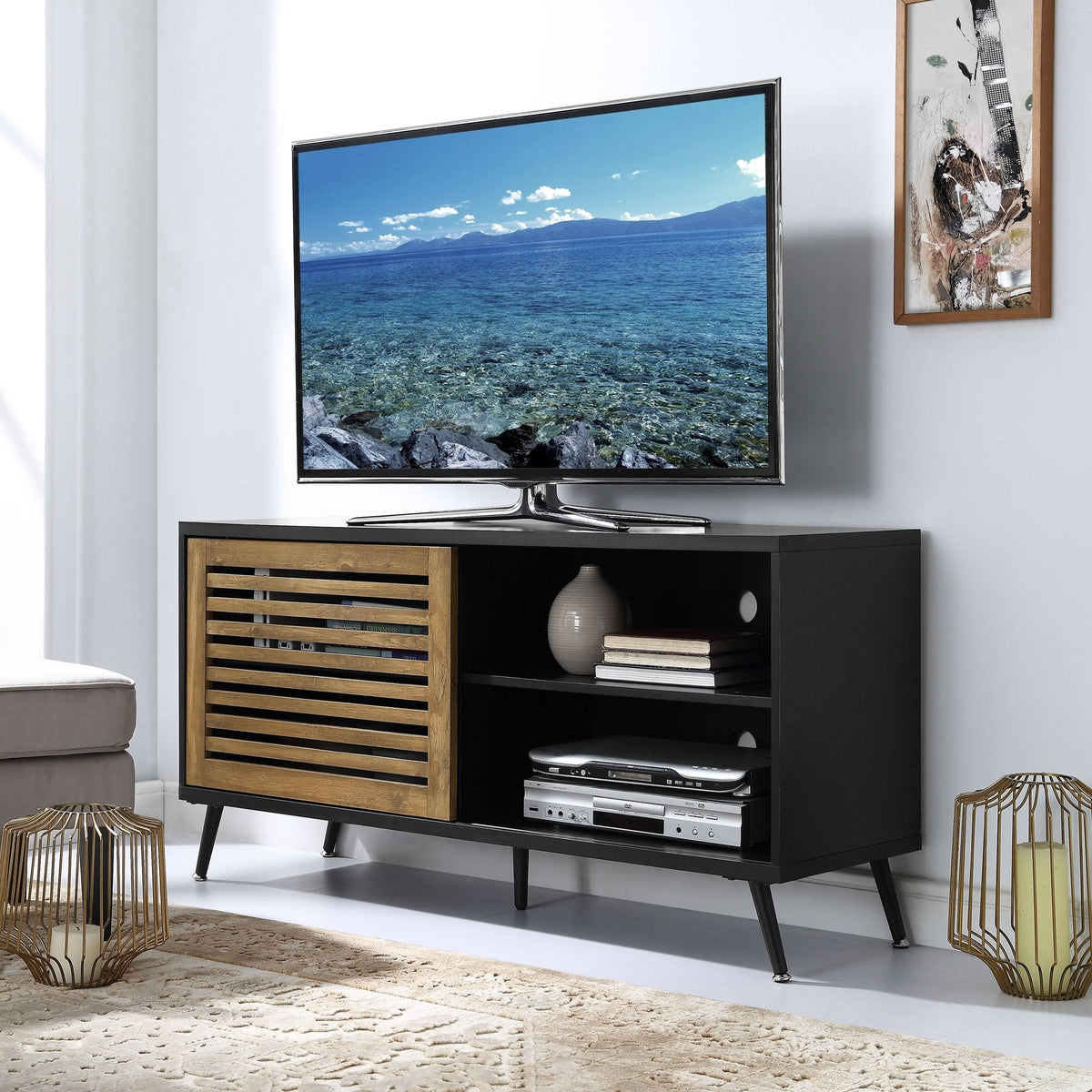 Black Sliding Door TV Console U861772