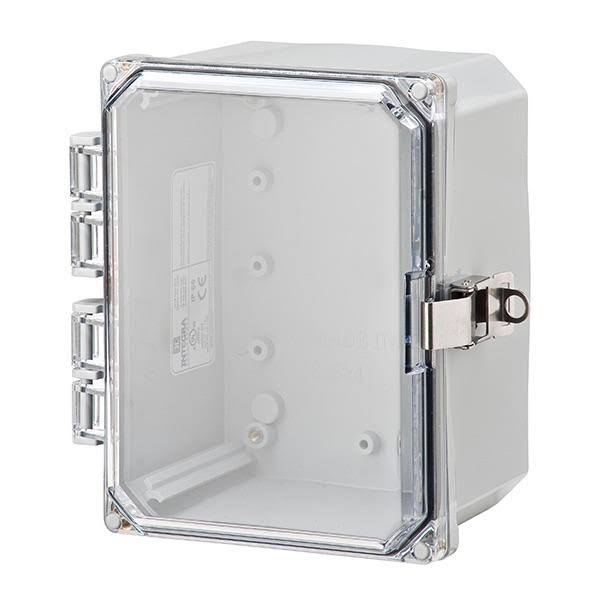 Polycarbonate Enclosure with Hinge Clear Locking Latch 8x6x4 V102