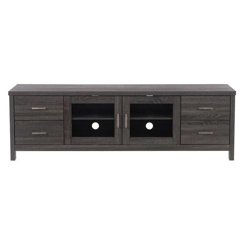 Dark Gray Engineered Wood TV Stand with Closed Storage V2829