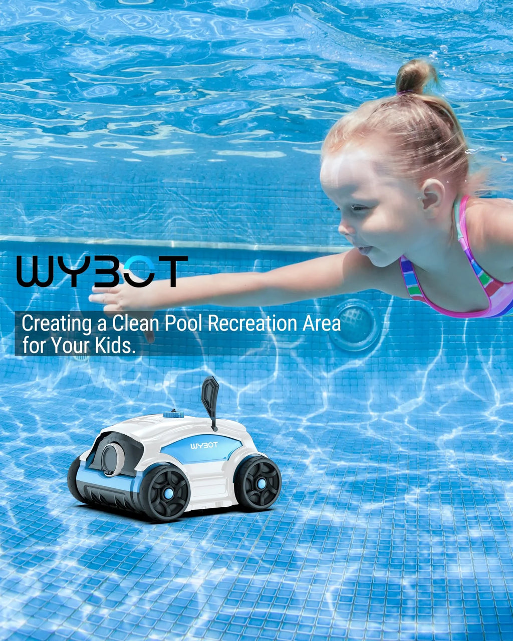 Cordless Robotic Pool Cleaner 45W 130Mins Black and Blue W80418