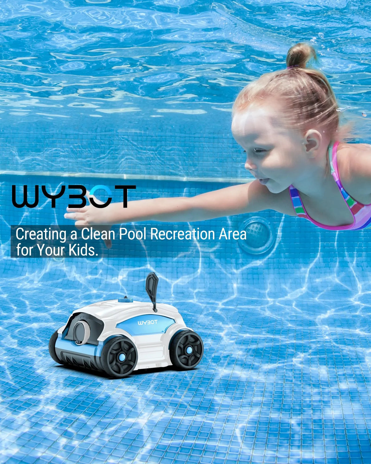 Cordless Robotic Pool Cleaner 45W 130Mins Black and Blue W80418