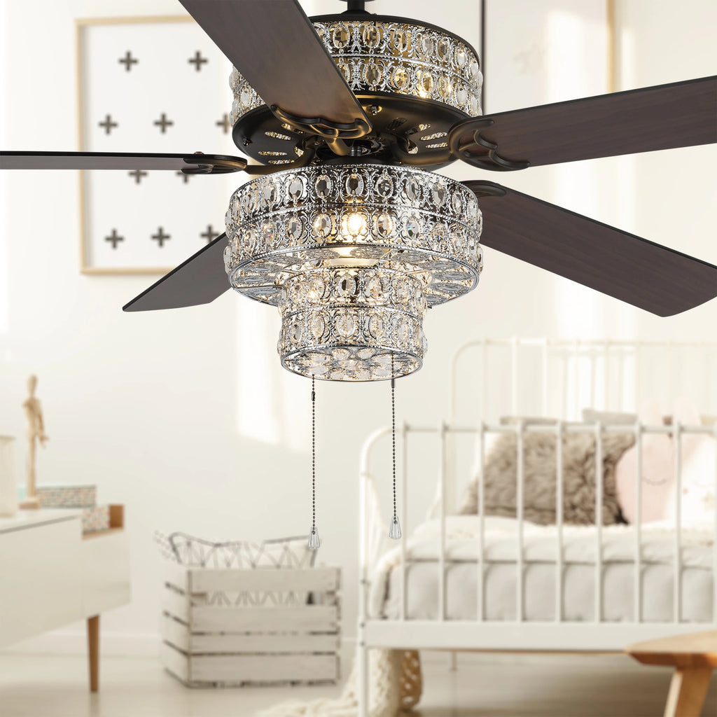 52" Crystal LED Ceiling Fan with Light M372