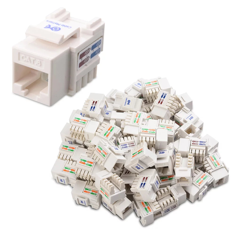 White RJ45 Keystone Jack 50-Pack with Punch-Down Stand Y51372