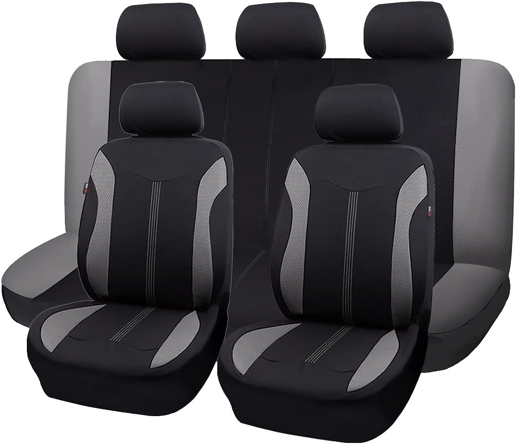 Automotive Seat Covers Full Set Breathable Universal Pink Black N29057