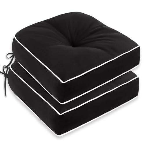 Beige 19x19 Inch Waterproof Tufted Chair Cushion Set of 2 A461