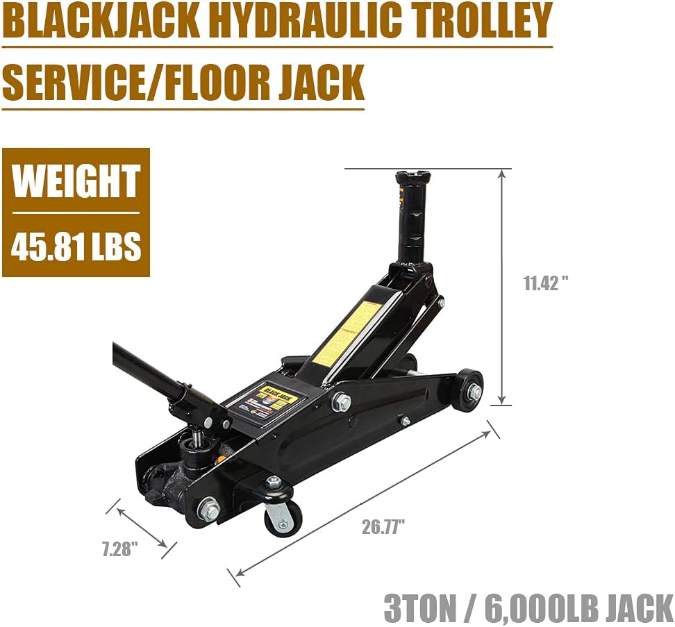 Black Jack Hydraulic Trolley Service/Floor Jack, 3 Ton (6,000 lb) Capacity O7866