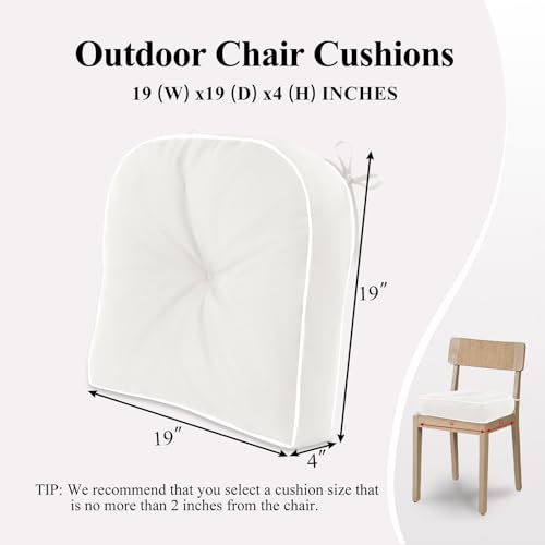 Beige 19x19 Inch Waterproof Tufted Chair Cushion Set of 2 A461