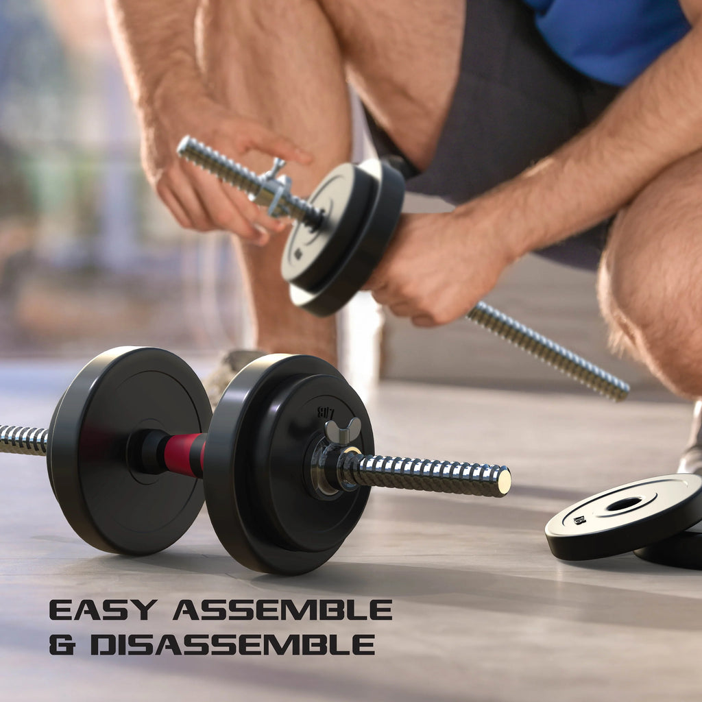 2-in-1 Adjustable Dumbbell and Barbell Set, 100lbs., Black W53258