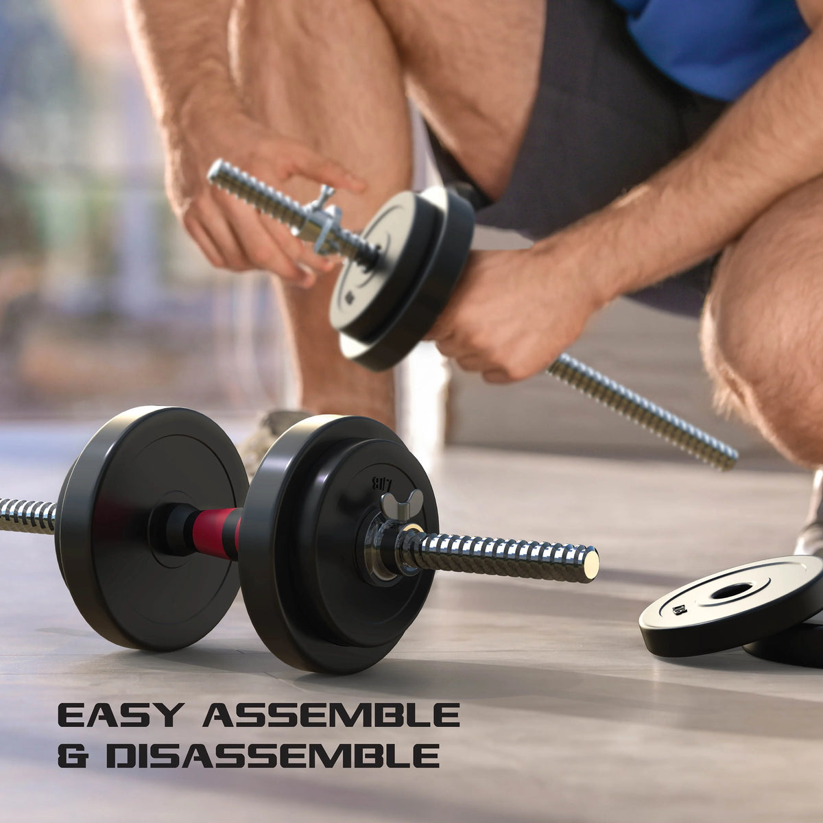2-in-1 Adjustable Dumbbell and Barbell Set, 100lbs., Black W53258
