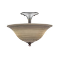 Two Light Semi-Flush Mount with Gray Linen Glass S611929
