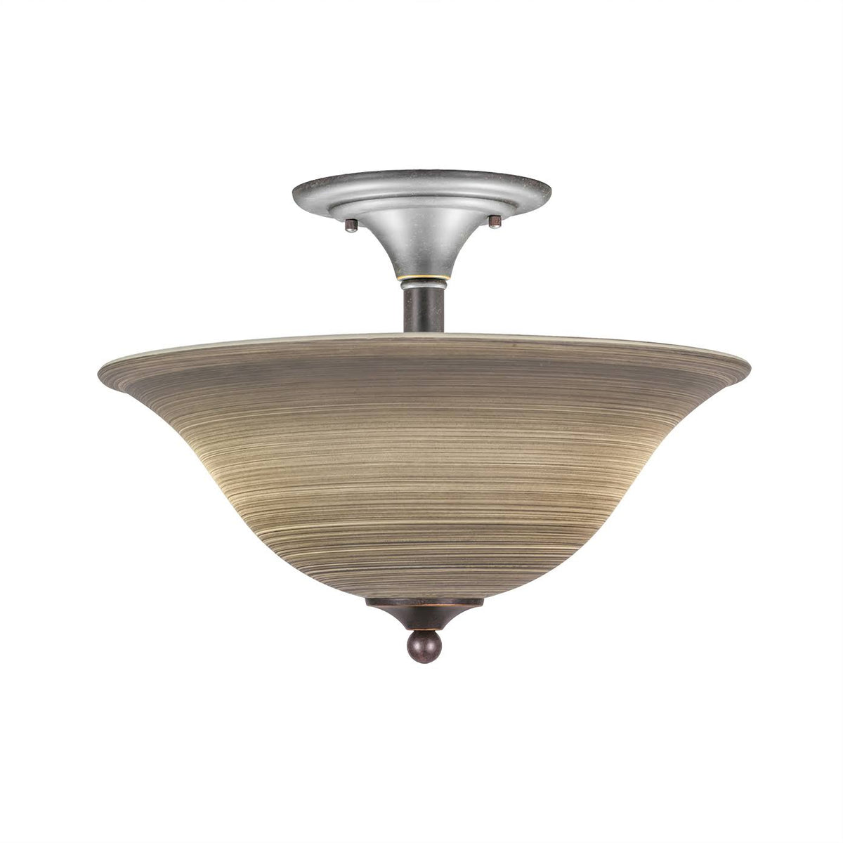 Two Light Semi-Flush Mount with Gray Linen Glass S611929
