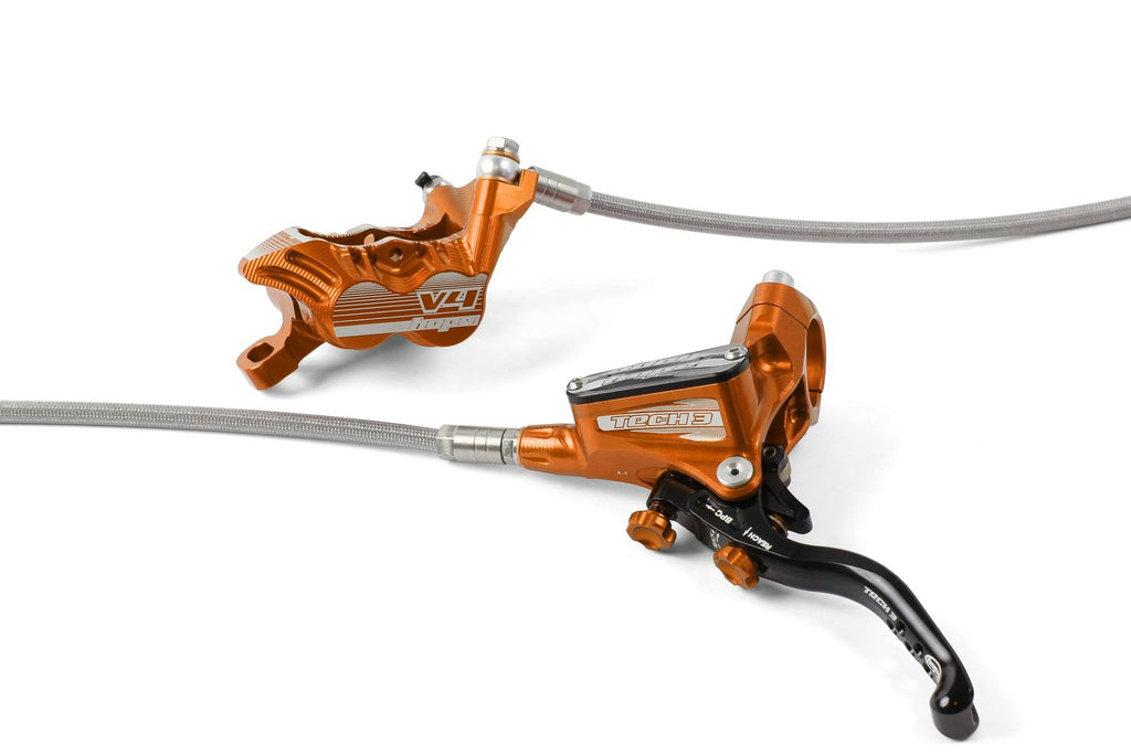 Hope Disc Brakes - Tech 3 V4 - No Rotor - Braided - Orange - Front Q599