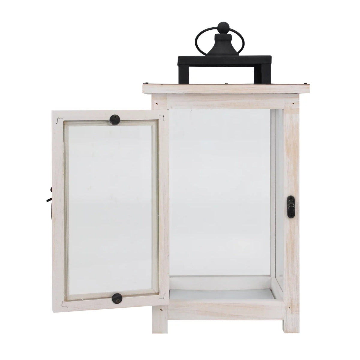 Large White Wood & Metal Decorative Lantern N85563