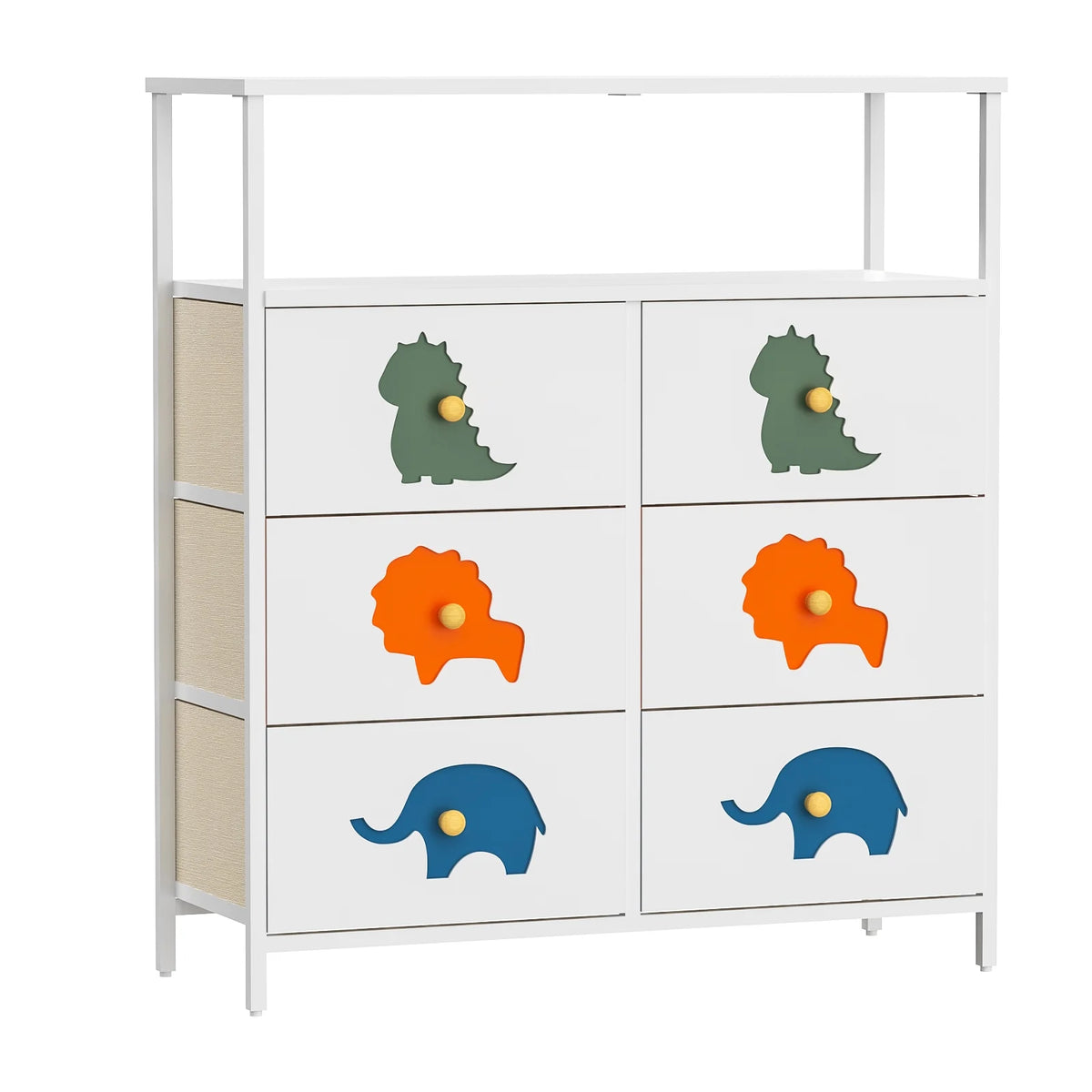 White 6 Drawer Kids Dresser with Shelf X6997