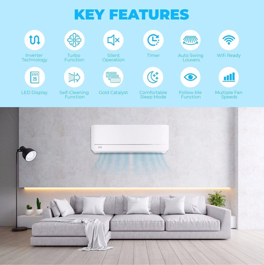 6000 BTU 115V Wall Mounted Mini Split Heat Pump Air Conditioner J926