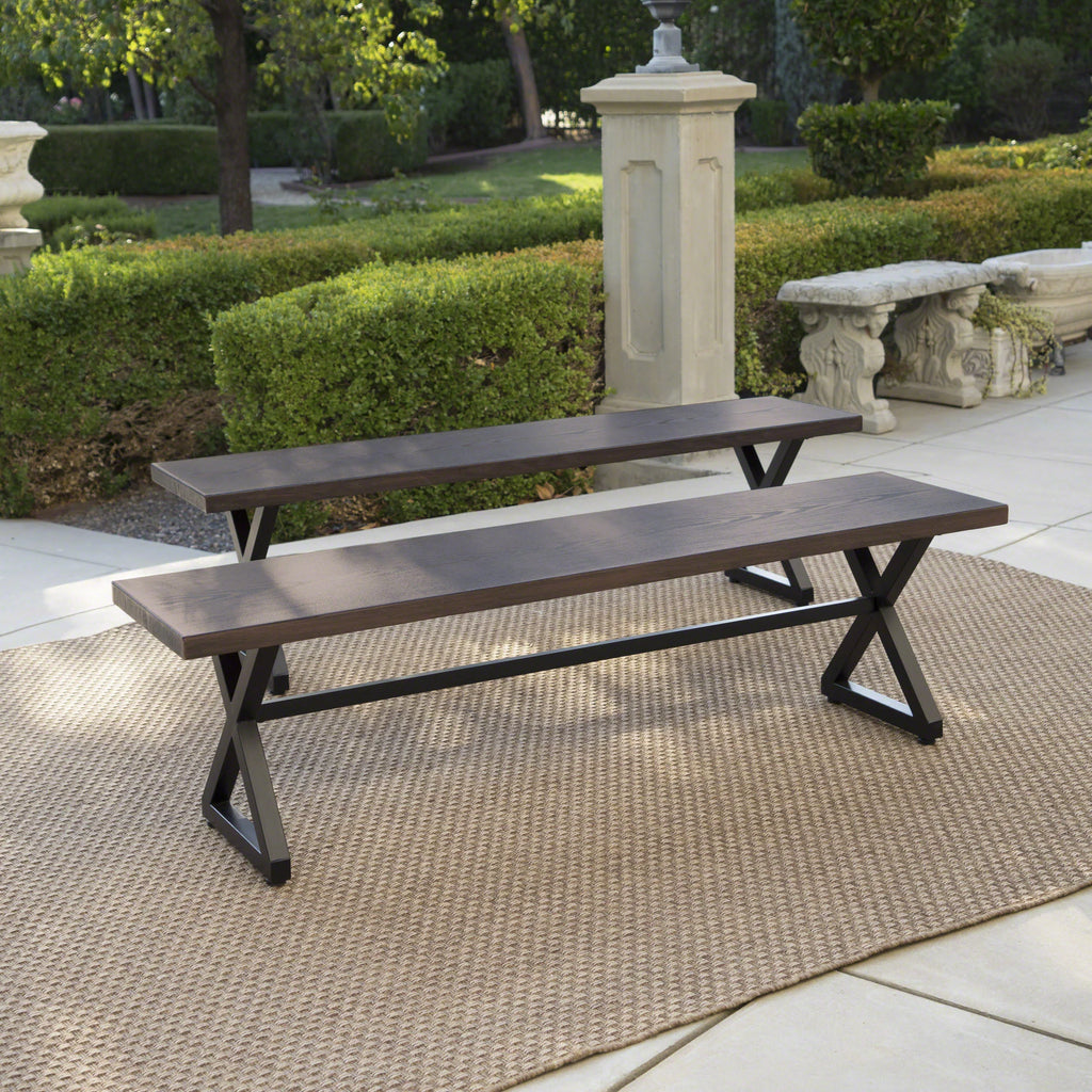 Aluminum Dining Bench with Steel Frame P623