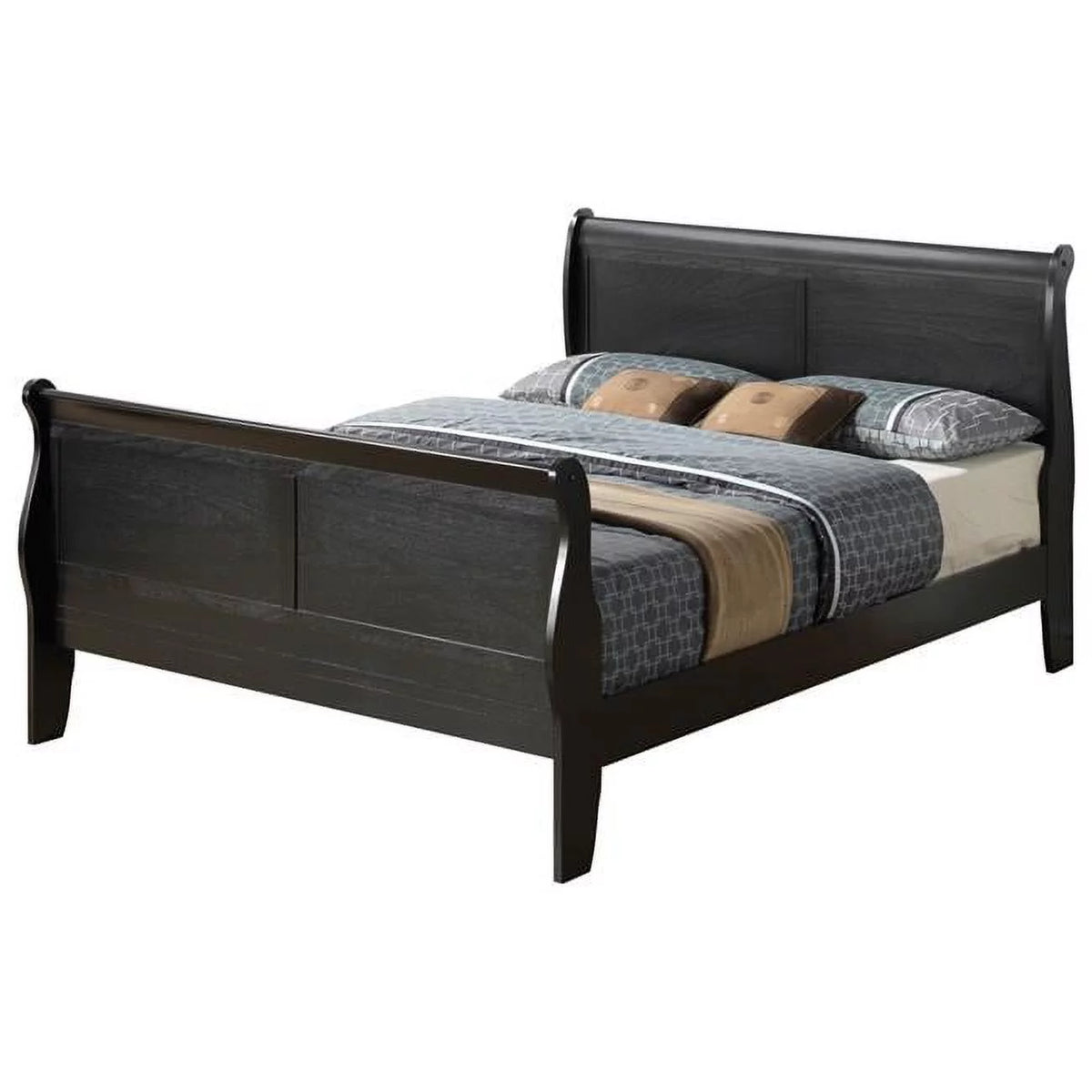 Black King Size Sleigh Wood Bed G668246