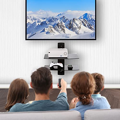 Black 2 Shelf Tempered Glass Floating Shelves I72214