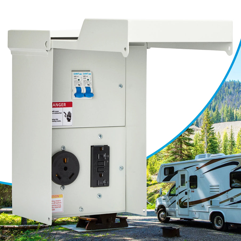 Prewired 30 Amp RV Power Outlet Box & 20 Amp GFCI Receptacle L13900
