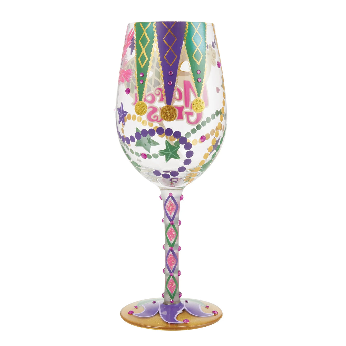 Mardi Gras Wine Glass S49062
