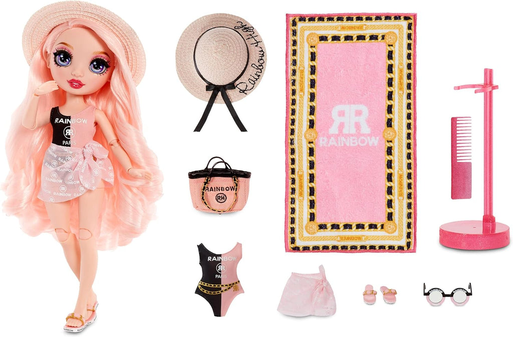 Pink Fashion Doll with 2 Designer Outfits and Pool Accessories Playset Q587929