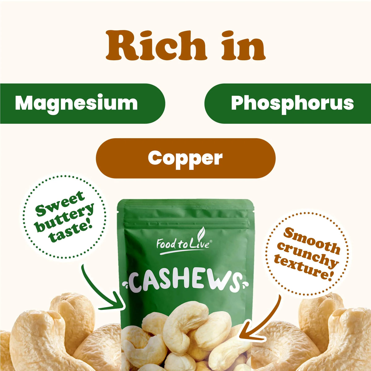 Whole Cashews W320 8 Pounds Raw S1362