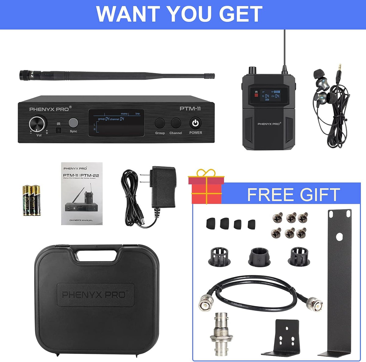 UHF Mono Wireless in-Ear Monitor System with Metal Transmitter and Bodypack Receiver C2610