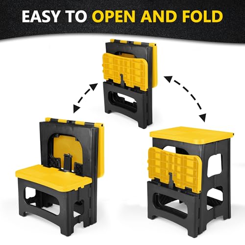 Folding 2-Step Stool, Non-Slip Portable Footstool, Black H722364