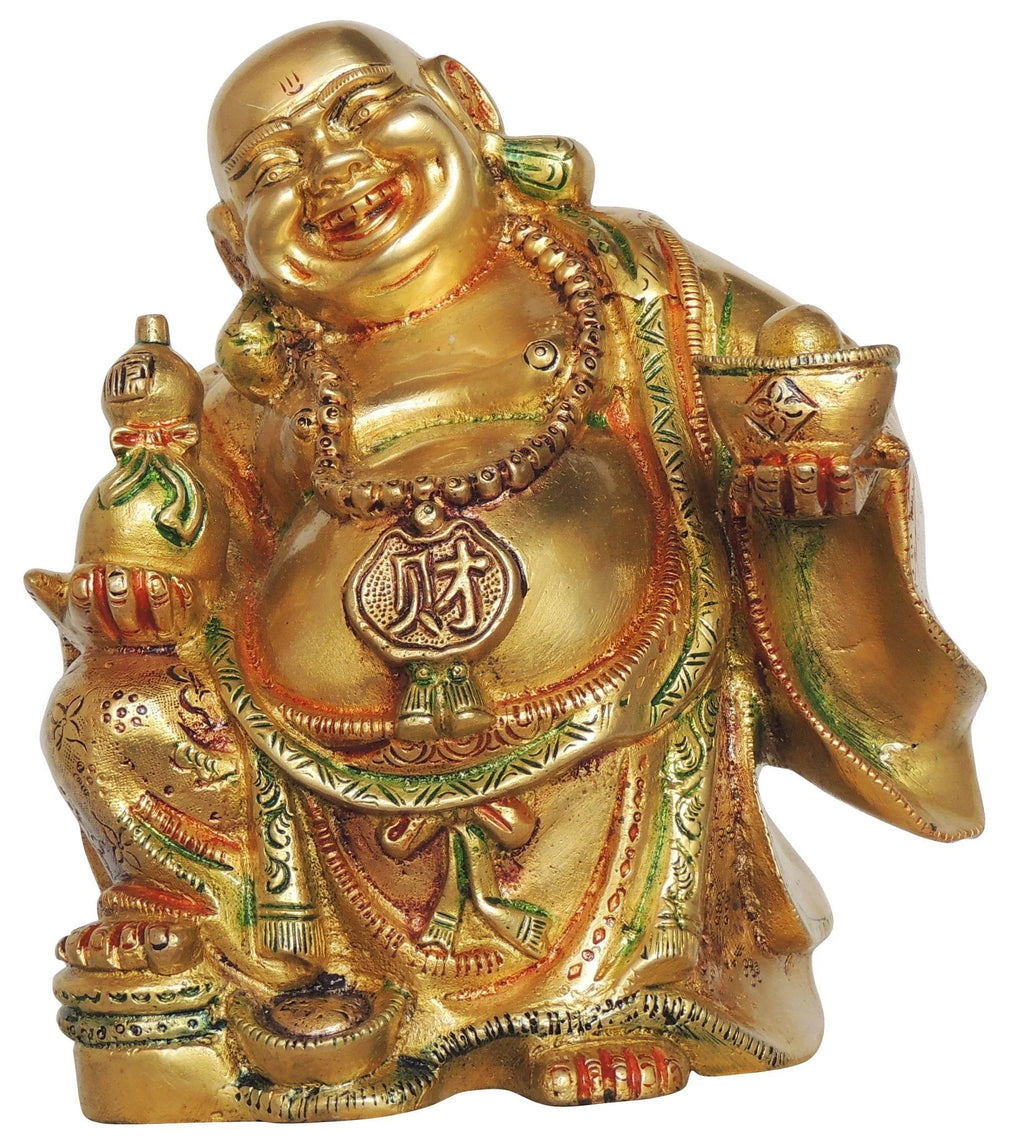 Brass Laughing Budha Idol Statue C985