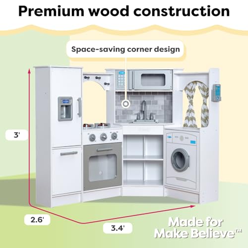 Wooden Corner Play Kitchen with Lights & Sounds J619
