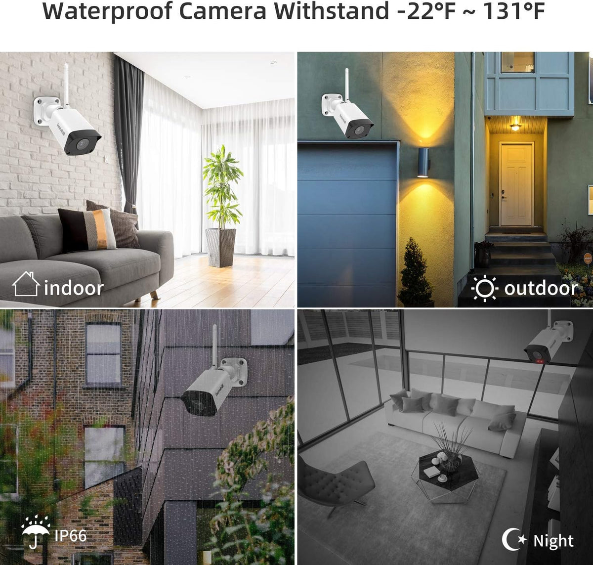 1080P Wireless Security Camera System, 8CH 8pcs Outdoor IP Camera with 2TB Hard Drive A22487