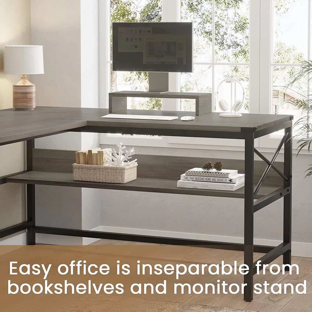 L Shaped Office Desk with Drawer and Storage Cabinet W20914