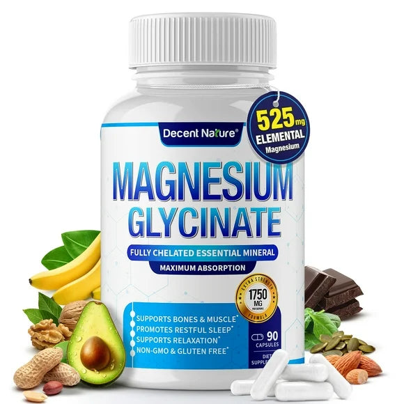 Magnesium Glycinate 525mg Supplement 90 Capsules U386520