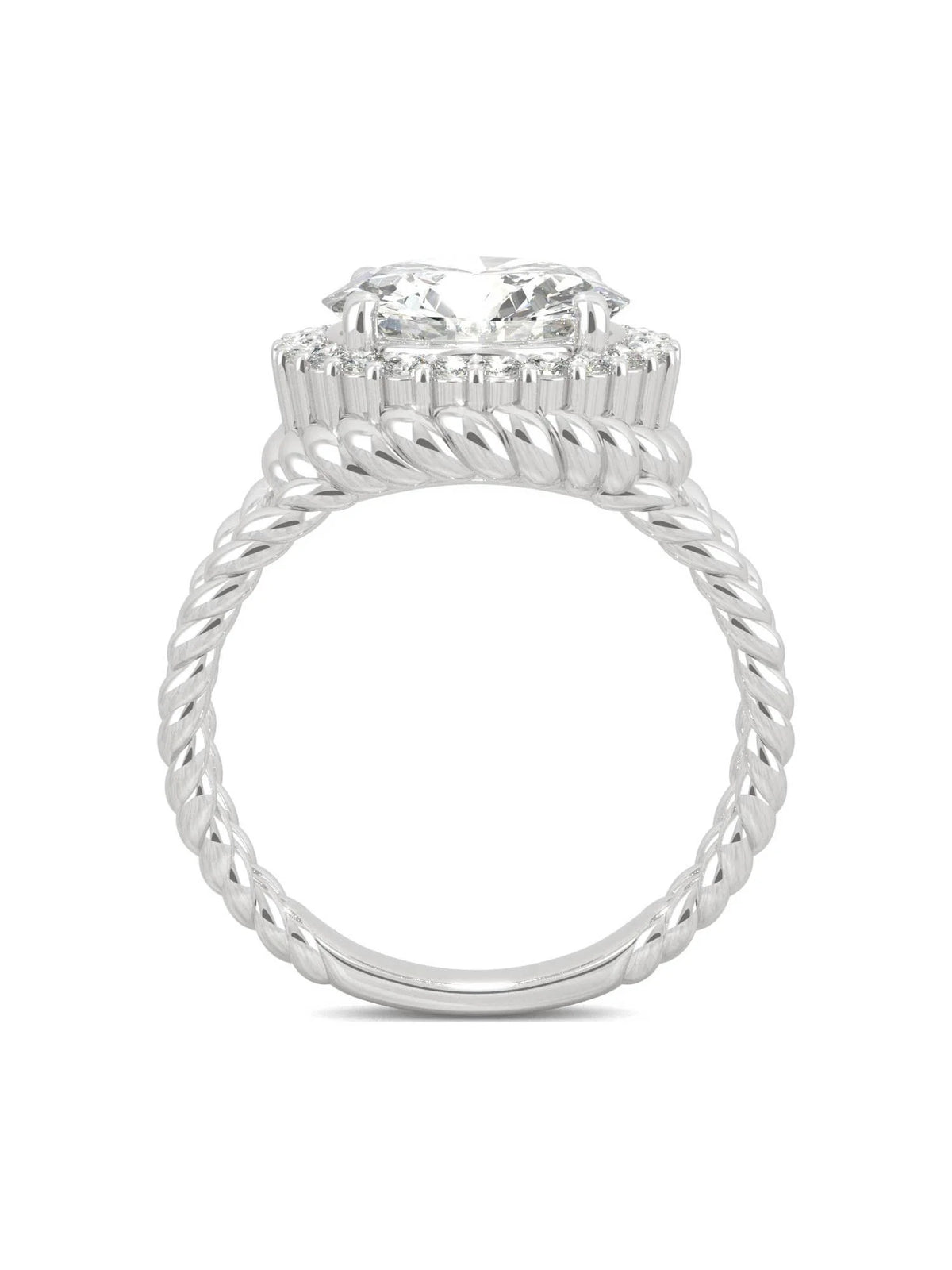 14K White Gold Moissanite Halo Engagement Ring Q671863