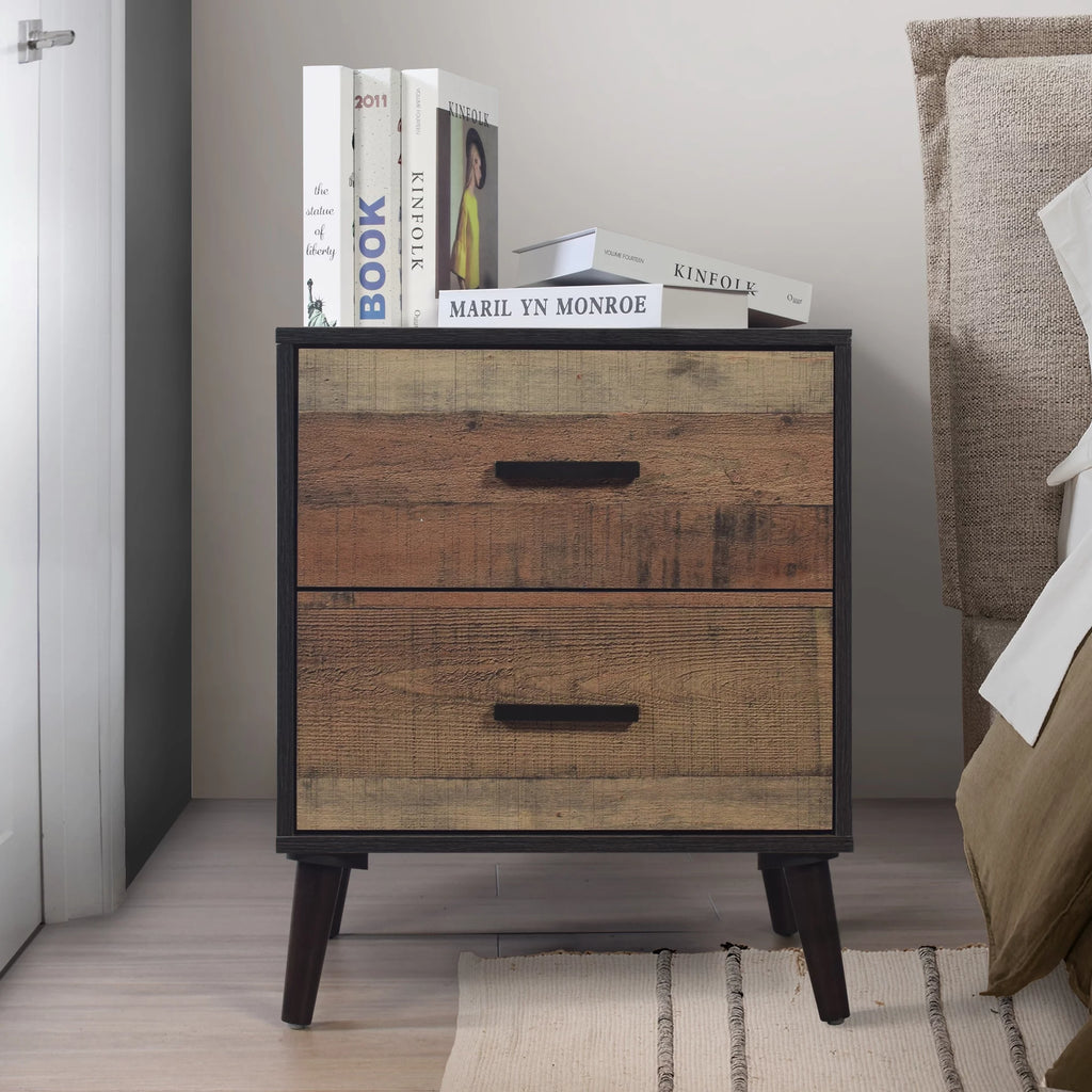 2 Drawers Light Oak Nightstand N7079