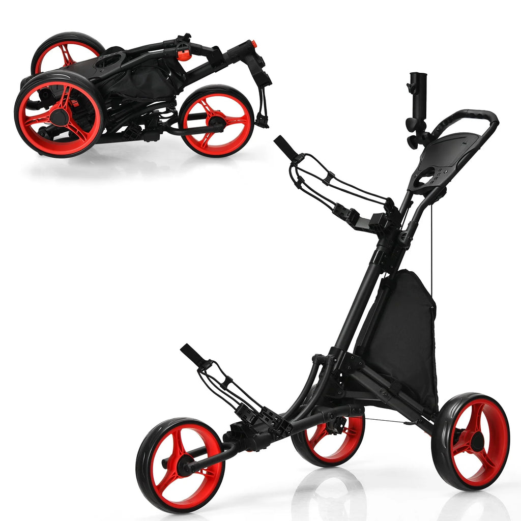 Folding 3 Wheels Golf Push Cart with Bag Scoreboard A318
