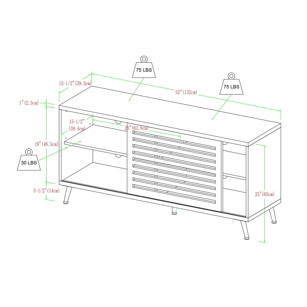 Black Sliding Door TV Console U861772
