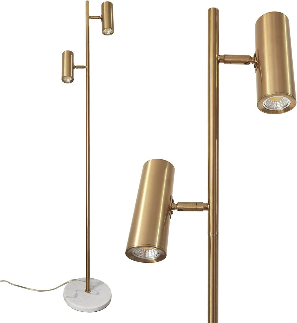 Double Head Floor Lamp with Foot Switch, Brass/Gold Finish E343971