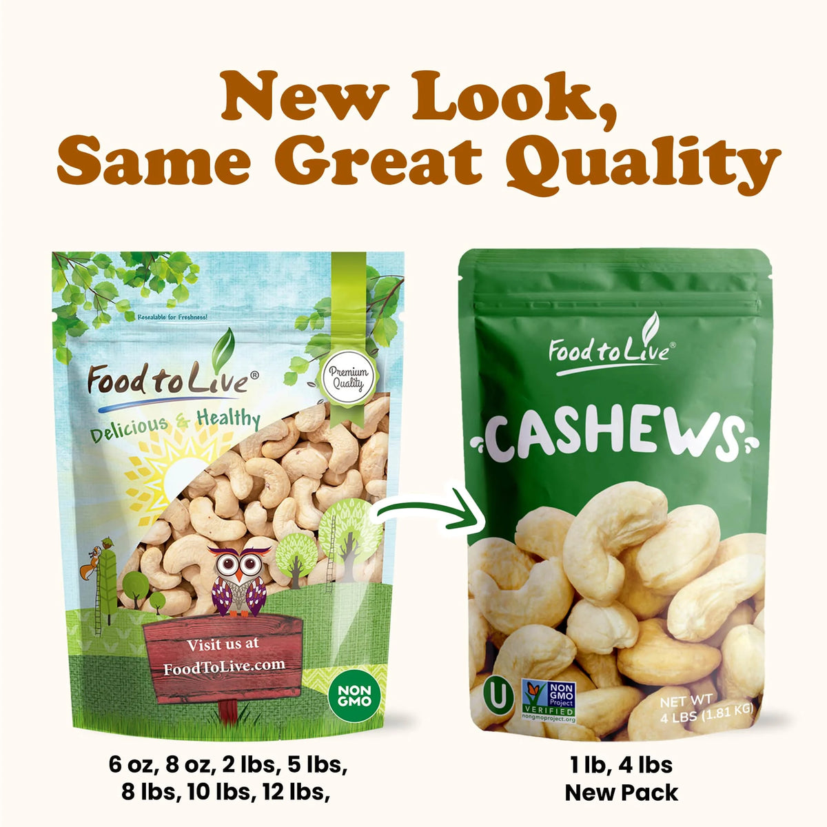 Whole Cashews W320 8 Pounds Raw S1362
