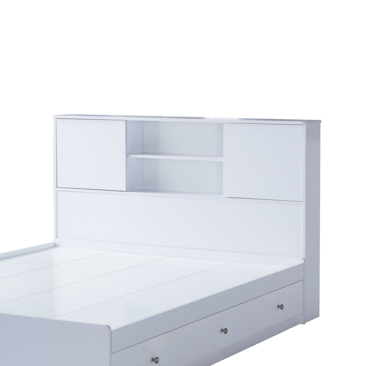 Twin Bookcase Headboard with Two Large Cubbies and Two Smaller Shelves - White Q146831