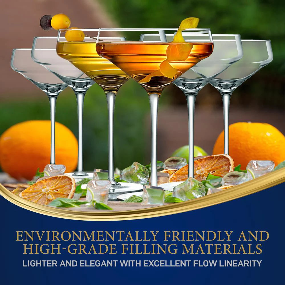 6 Sets of Crystal Martini Glass, Ultra Clear, 100% Hand Blown, Dishwasher safe M112535